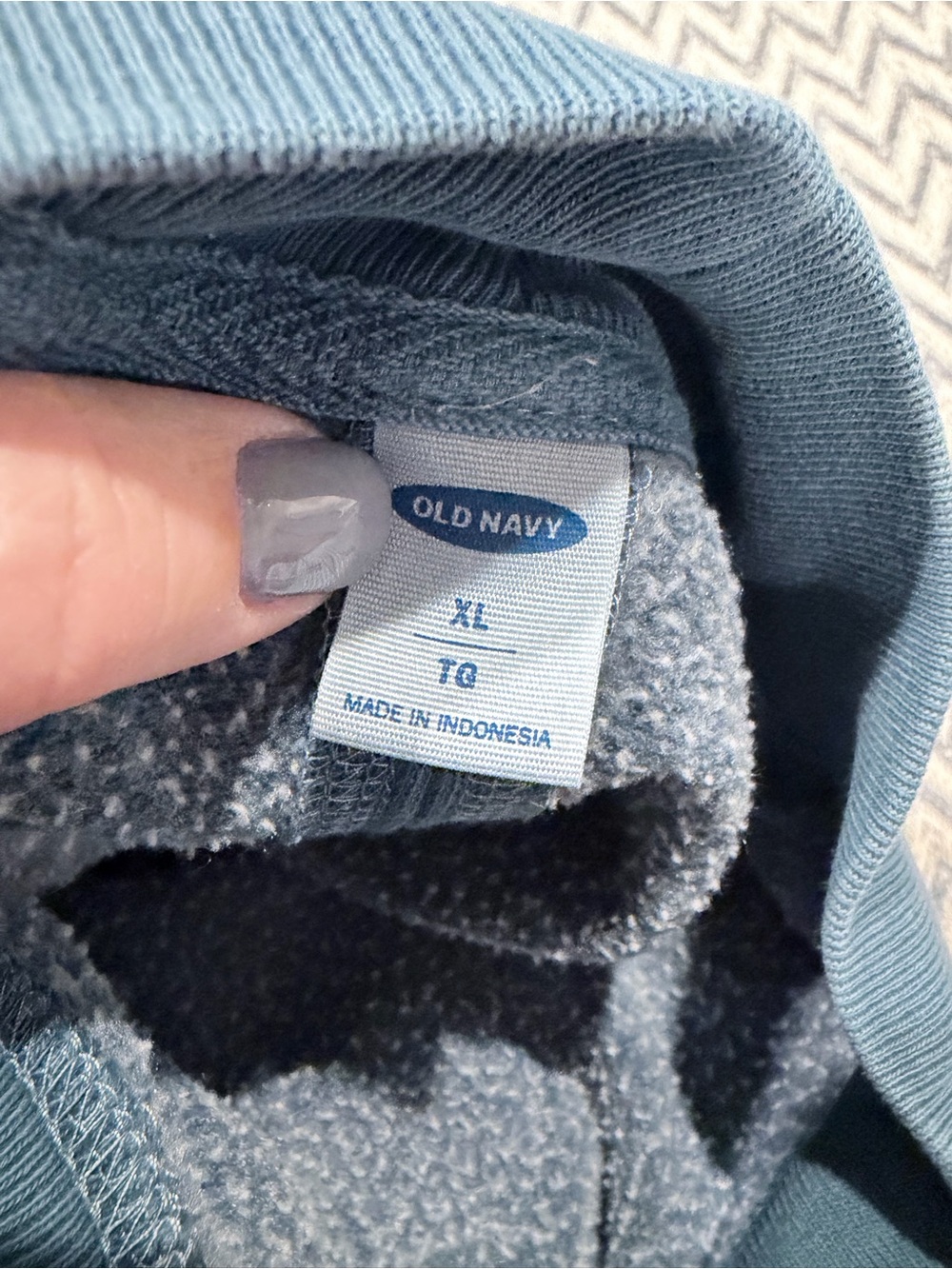 Old Navy Women’s XL Blue Oversized Mock Neck Sweatshirt Side Slits - Picture 5 of 8